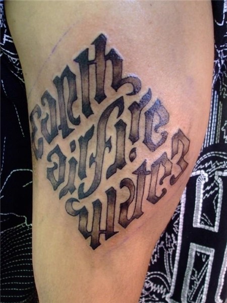 Small Earth Air Water Fire Ambigram Tattoo On Wrist Photo -