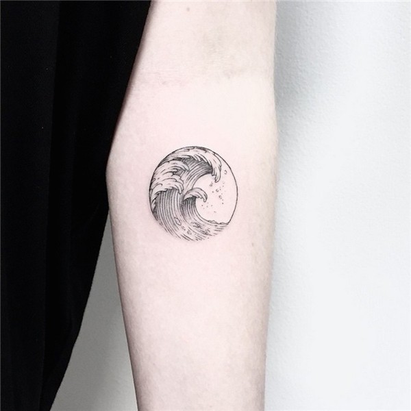 Small circular wave tattoo - Tattoogrid.net