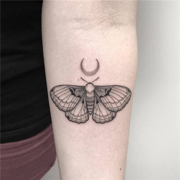 Small moth tattoo on the inner forearm. Moth tattoo, Sleeve
