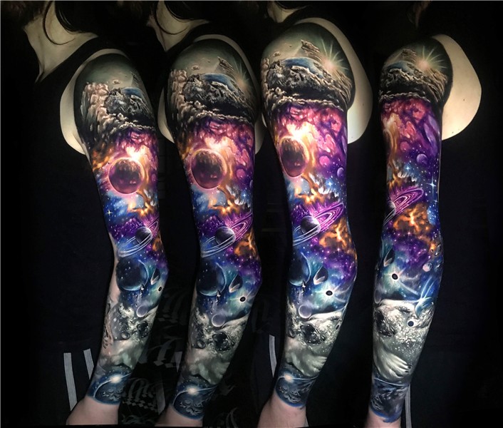 Solar Bear and Space Themed Sleeve by Artist Andrew Smith at