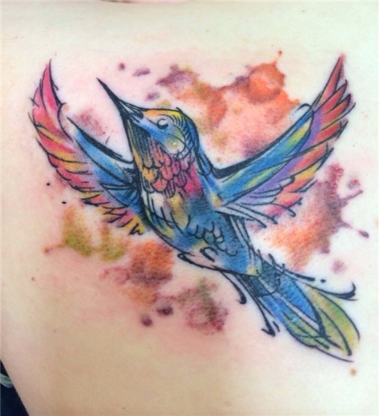 Sort of love this little guy. Watercolor hummingbird done by