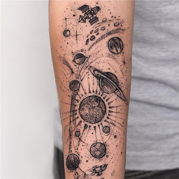 Space Tattoo * Sketch Style Planet tattoos, Etching tattoo,