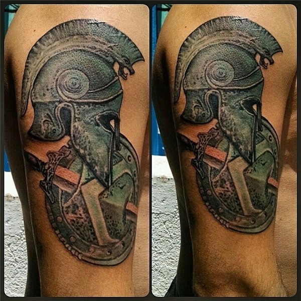 Spartan Greek tattoos, Spartan tattoo, Shoulder armor tattoo