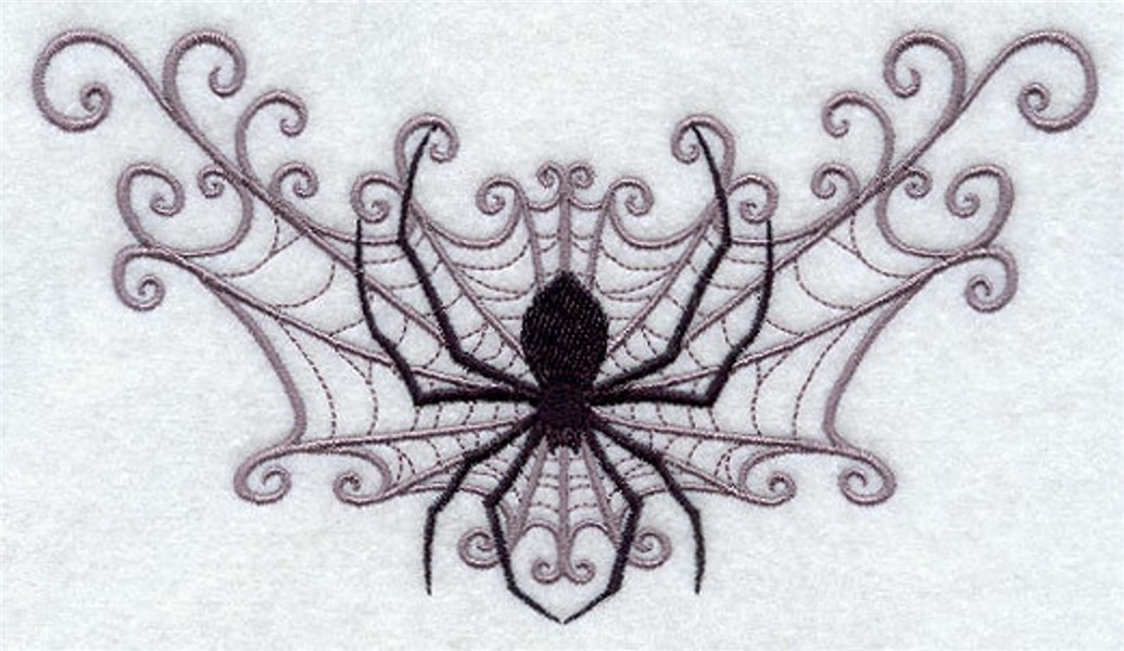 Spider Web Spray Embroidered Waffle Weave Hand/Dish Towel in