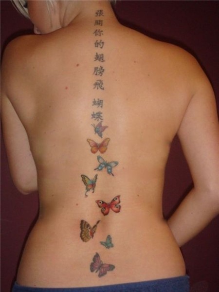 Spine Tattoo - it would be better if the butterflies just co