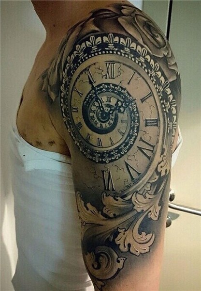 Spiral time clock shoulder Tattoo .... Watch tattoos, Clock