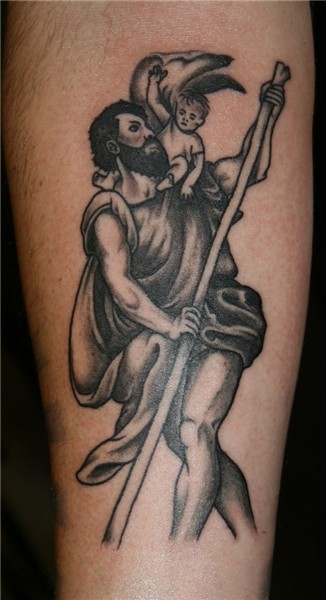 St. Christopher, part of ongoing religious sleeve. Flickr