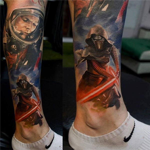 Star Wars Tattoo On Leg by Nikolay Dzhangirov