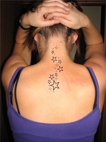 Stars Tattoo Design on the Back Neck for Girls - TattooMagz