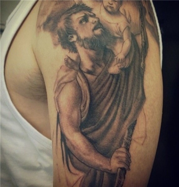 Start of my St Christopher #Tattoo #blackandgreytattoo #awes