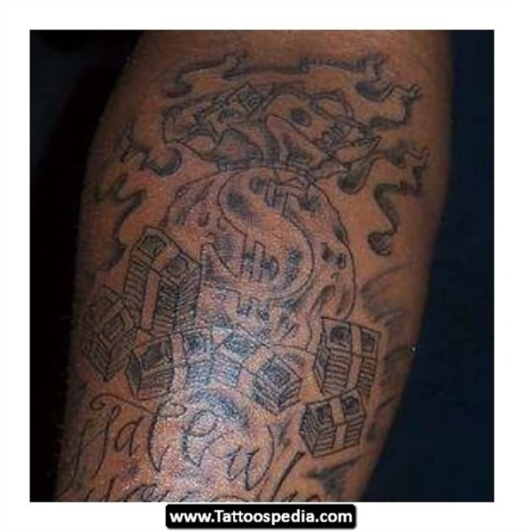 Stunning Grey ink Money Tattoo On Sleeve