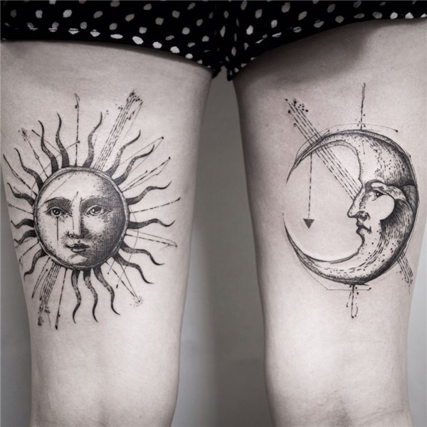 Sun and moon for Gemma's first tattoos today! Thanks 🙏 🏼 Alch