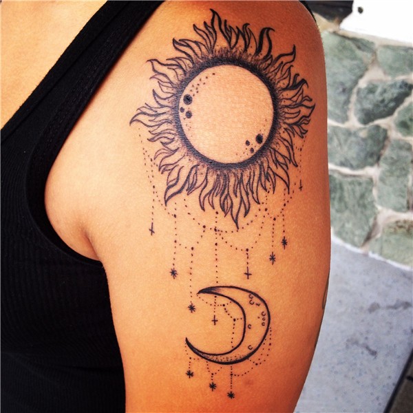 Sun and moon tattoo done on my friend Sun tattoos, Tattoos,