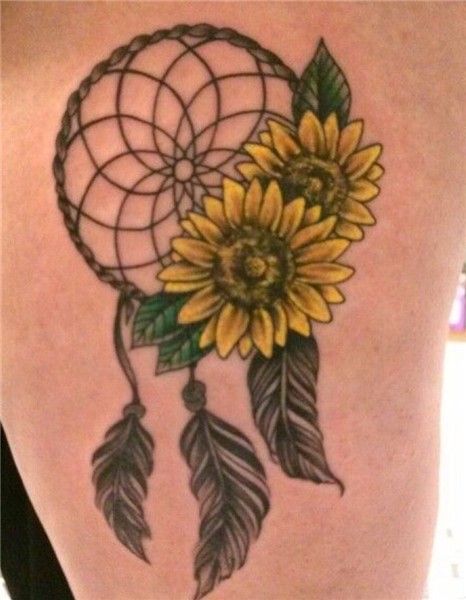 Sunflower dream catcher Sunflower tattoos, Trendy tattoos, S