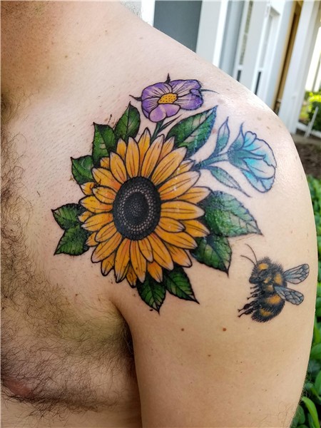 Sunflower piece as a tribute to my late friend, with a touch