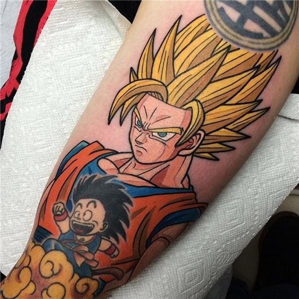 Super Saiyan Goku and Kid Goku tattoo by Adam Perjatel. #Ada