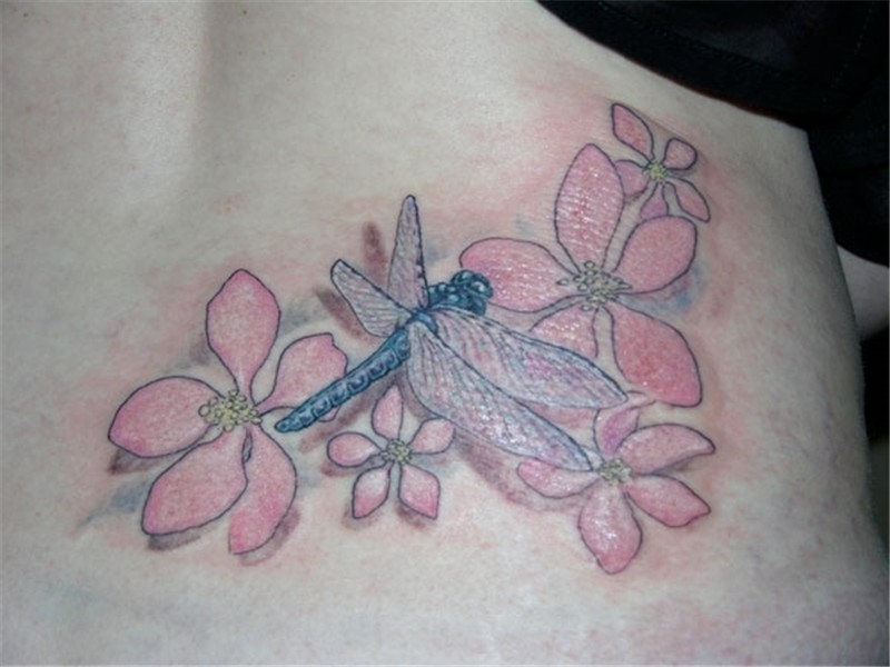 Tattoo Dragonfly On Flower - tattoo design