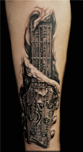 Tattoo, Giger style guitar Half sleeve tattoos for guys, Hal