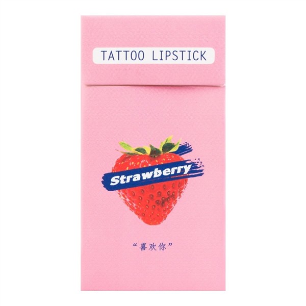 Tattoo Lipstick Strawberry Strawberry tattoo, Pink lip balm,