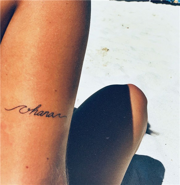 Tattoo Ohana backside arm, liten tatuering, tunn på baksida