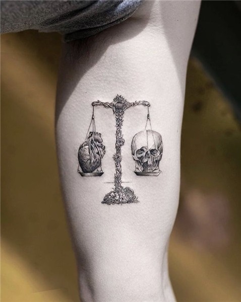 Tattoo - balanza - corazón - calavera Tattoos, Libra tattoo,