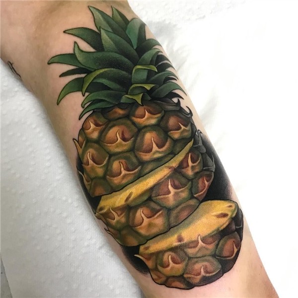 Tattoocop - Aaron Springs Pineapple tattoo, Food tattoos, Pi