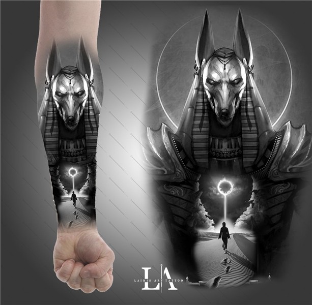 Tattoo design Anubis Anubis tattoo, Egyptian tattoo sleeve,