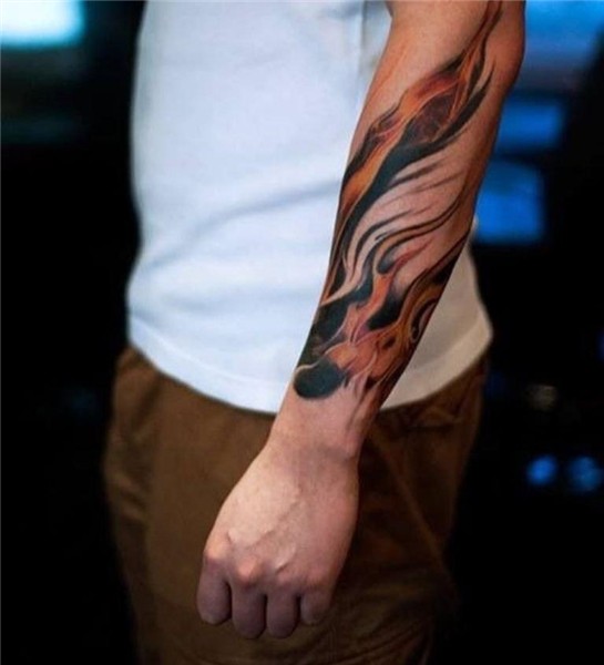 Tattoo fire and flames on the arm:: meaning, photos and sket