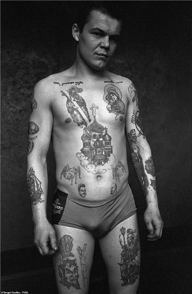 Tattoos on Russia's Soviet-era gangland prisoners that can b