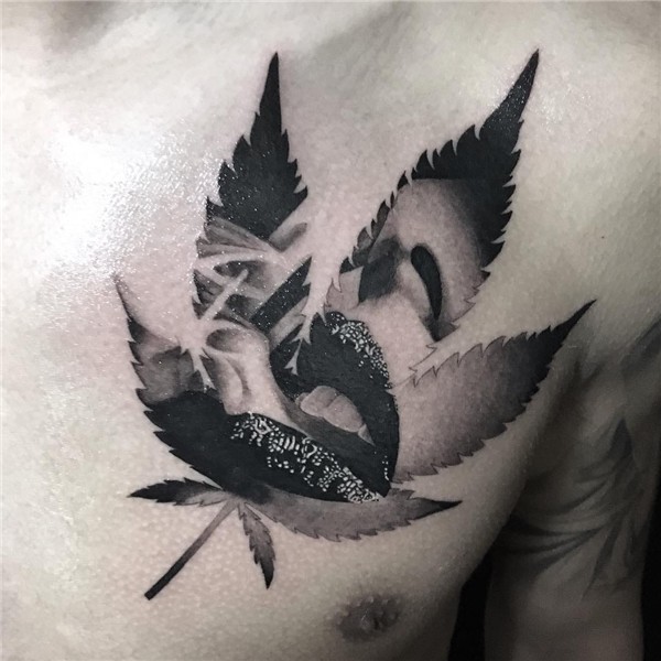 Tattoo uploaded by Tattoodo * Weed leaf tattoo by Rui Kameta