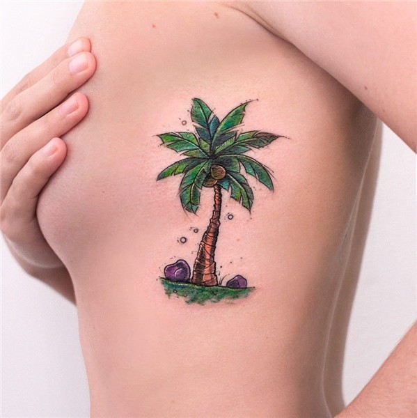 Tatuagem de coqueiro criada por Rob Carvalho de São Paulo. C