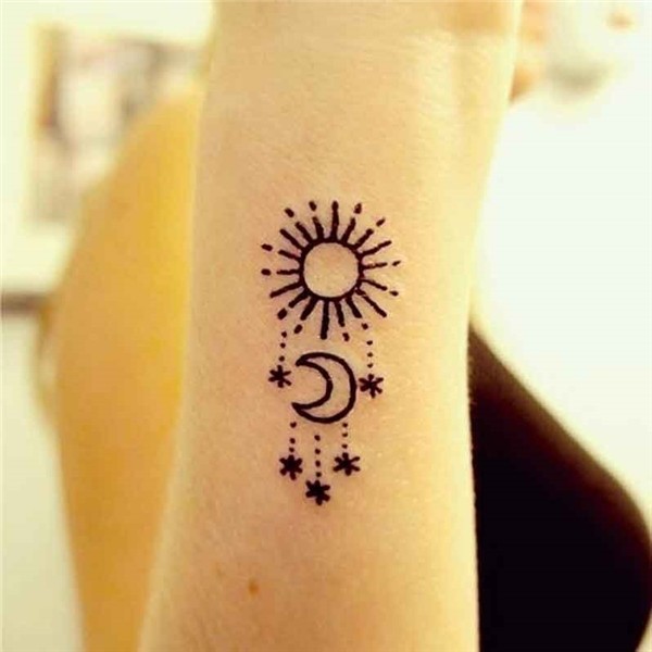 Temporary Tattoos #BH1701 Black Henna With Moon And Sun Trib