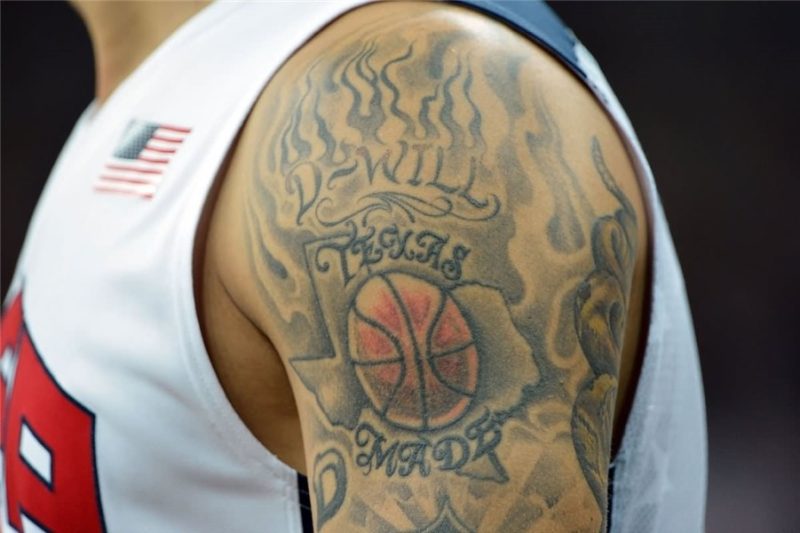 Texas Made Basketball Tattoo On Shoulder