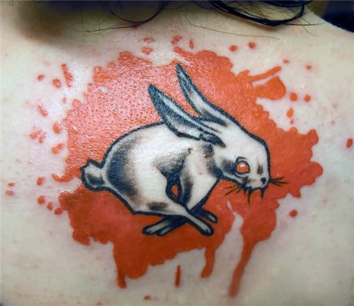 The White Jumping Rabbit Tattoo Design Photo - 2 2017: Real