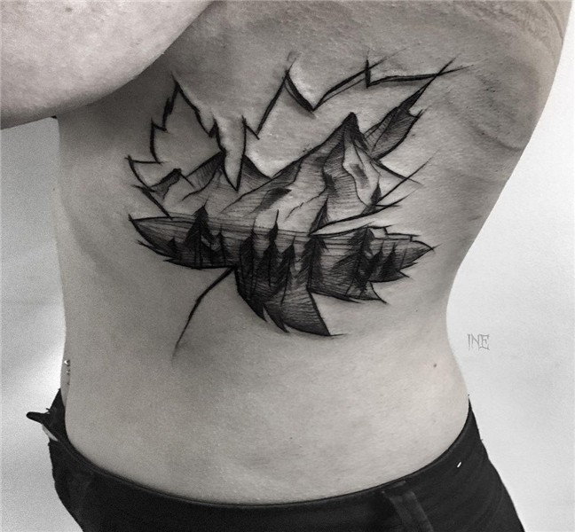 Themed Maple Leaf Tattoo On Side Rib - Parryz.com