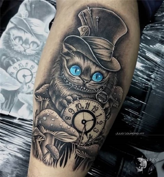 Top 30 Cheshire cat Tattoos Amazing Cheshire cat Tattoo Desi