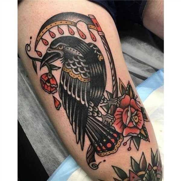 Traditional Raven And Scythe Jason Meredith At Tradition Tat