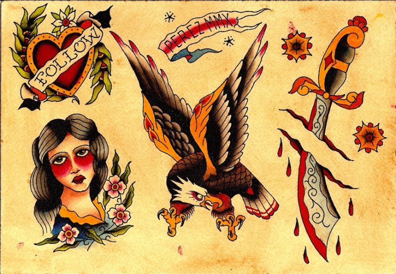Traditional Tattoo Designs Sheet in 2017: Real Photo, Pictur