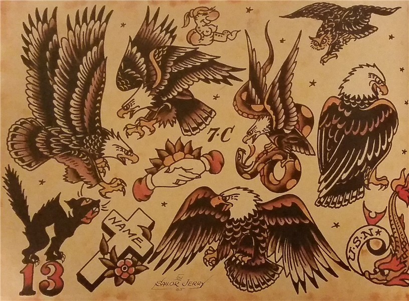 Traditional/old school tattoo, sailor jerry,eagle, bird, 13