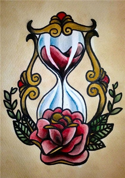 Traditional tattoo 'Hourglass' by Psychoead on DeviantArt Tr