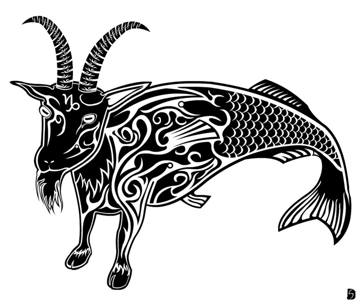 Tribal Capricorn Zodiac Symbol Tattoo For Girls