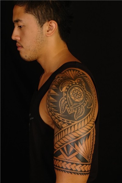 Tribal Hawaiian Tattoo On Left Shoulder #Filipinotattoos Mao