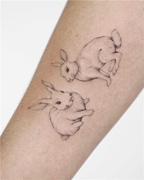 Two fluffy bunnies tattoo Rabbit tattoos, Bunny tattoos, Bod
