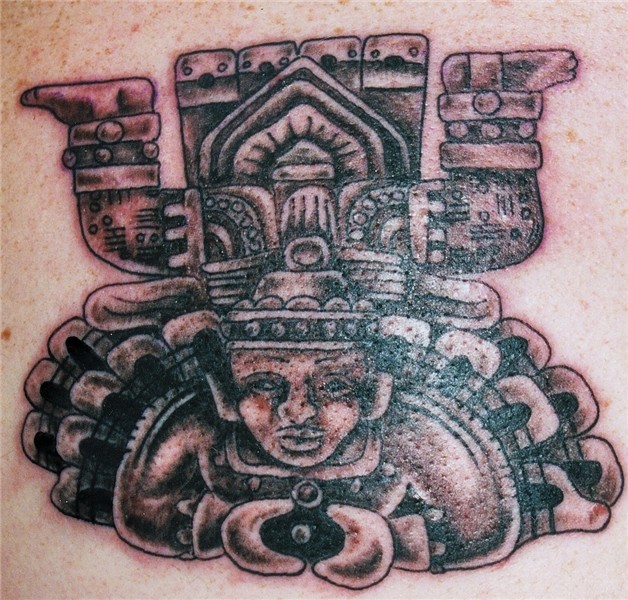 Unique Grey Ink Aztec Tattoo