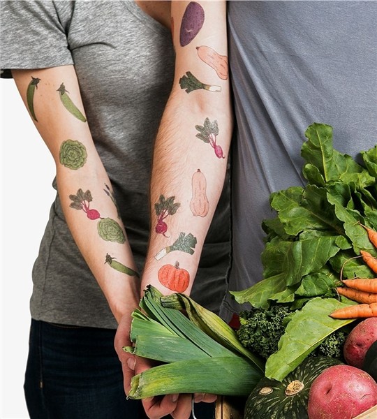 Vegetable Lover Temporary Tattoo Set by Tater Tats on Scoutm