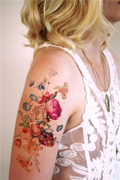 Vintage floral temporary tattoo / boho temporary tattoo / Et