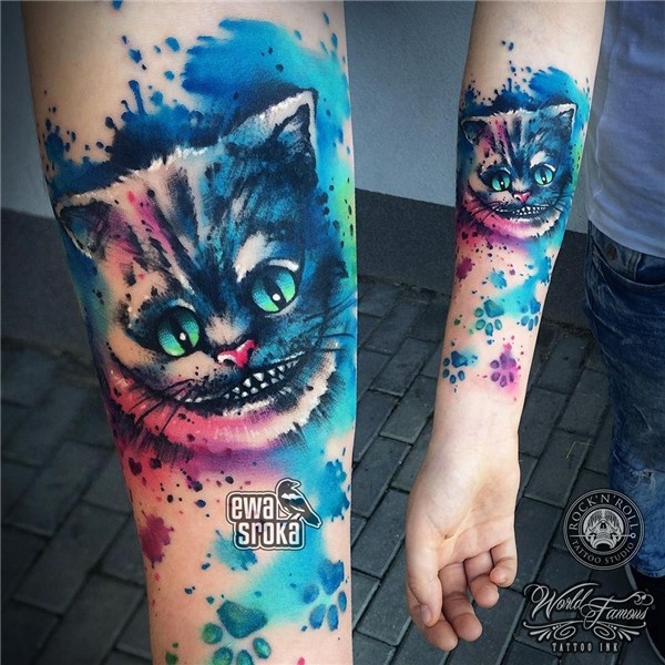 #Watercolor #Aquarell #Tattoo #Katze Grinsekatze tattoo, Wun