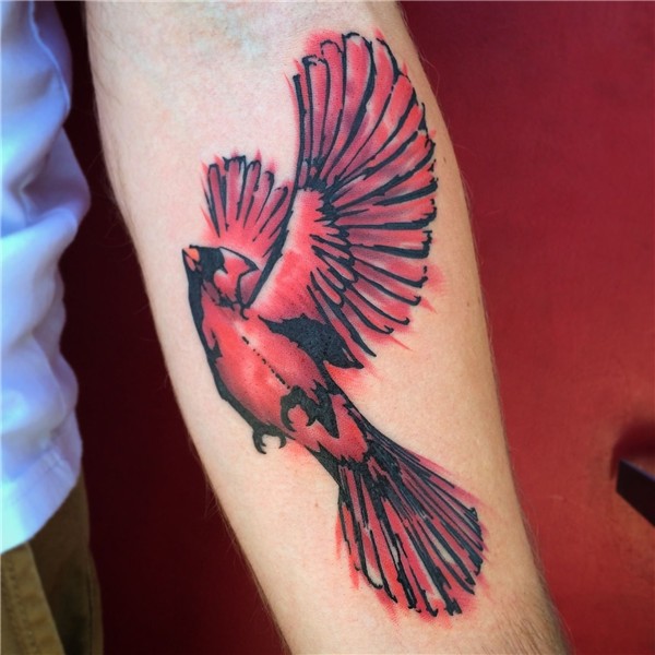 Watercolor Cardinal Tattoo by Dinonemec.com Ideias de tatuag
