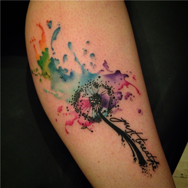 Watercolor dandelion tattoo Dandelion tattoo, Bright tattoos