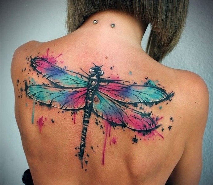 Watercolor dragonfly tattoo, Dragonfly tattoo design, Dragon